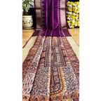 Seduva Women's Tussar Silk Madhubani Saree With Unstitched Blouse 5.5Mtr (Purple)
