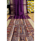Seduva Women's Tussar Silk Madhubani Saree With Unstitched Blouse 5.5Mtr (Purple)