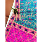 Seduva Women's Patola Silk Meena And Zari Woven Saree With Unstitched Blouse 5.5Mtr (Blue)