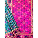 Seduva Women's Patola Silk Meena And Zari Woven Saree With Unstitched Blouse 5.5Mtr (Blue)