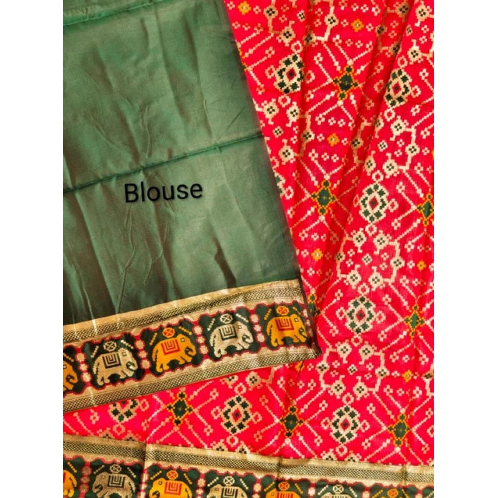 Seduva Women's Patola Silk Meena And Zari Woven Saree With Unstitched Blouse 5.5Mtr (Red)