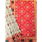 Seduva Women's Patola Silk Meena And Zari Woven Saree With Unstitched Blouse 5.5Mtr (White)