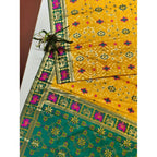 Seduva Women's Patola Silk Meena And Zari Woven Saree With Unstitched Blouse 5.5Mtr (Yellow)