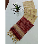 Seduva Women's Raw Silk Ikkat Saree With Unstitched Blouse 5.5Mtr (Beige)