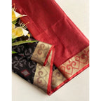 Seduva Women's Raw Silk Ikkat Saree With Unstitched Blouse 5.5Mtr (Black)