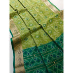 Seduva Women's Raw Silk Ikkat Saree With Unstitched Blouse 5.5Mtr (Green)