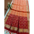 Seduva Women's Raw Silk Ikkat Saree With Unstitched Blouse 5.5Mtr (Peach)