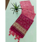 Seduva Women's Raw Silk Ikkat Saree With Unstitched Blouse 5.5Mtr (Pink)