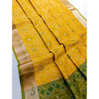 Seduva Women's Raw Silk Ikkat Saree With Unstitched Blouse 5.5Mtr (Yellow)