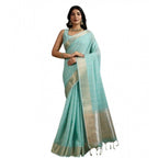 Seduva Women's Tissue Checks_With_Buttis Saree With Unstitched Blouse 5.5Mtr (Aqua_Blue)