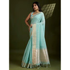 Seduva Women's Tissue Checks_With_Buttis Saree With Unstitched Blouse 5.5Mtr (Aqua_Blue)