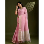 Seduva Women's Tissue Checks_With_Buttis Saree With Unstitched Blouse 5.5Mtr (Light_Pink)