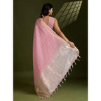 Seduva Women's Tissue Checks_With_Buttis Saree With Unstitched Blouse 5.5Mtr (Light_Pink)