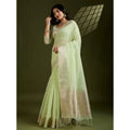 Seduva Women's Tissue Checks_With_Buttis Saree With Unstitched Blouse 5.5Mtr (Light_Green)