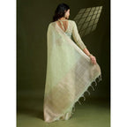 Seduva Women's Tissue Checks_With_Buttis Saree With Unstitched Blouse 5.5Mtr (Light_Green)