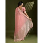 Seduva Women's Tissue Checks_With_Buttis Saree With Unstitched Blouse 5.5Mtr (Peach)