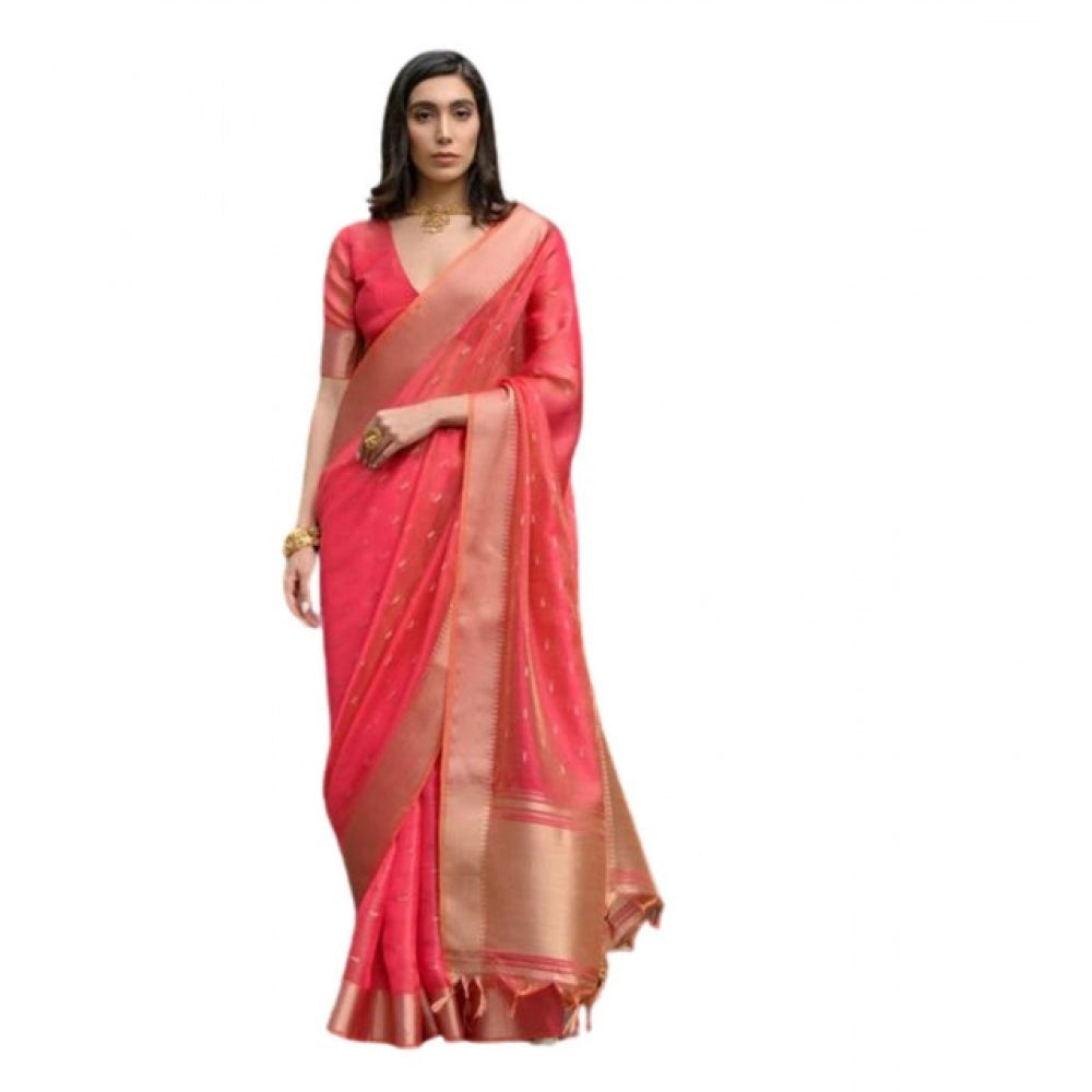 Seduva Women's Silk_Blend Butti Pattern Saree With Unstitched Blouse 5.5Mtr (Pink)