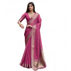 Seduva Women's Silk_Blend Butti Pattern Saree With Unstitched Blouse 5.5Mtr (Pink)