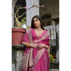 Seduva Women's Silk_Blend Butti Pattern Saree With Unstitched Blouse 5.5Mtr (Pink)