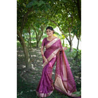 Seduva Women's Silk_Blend Butti Pattern Saree With Unstitched Blouse 5.5Mtr (Purple)