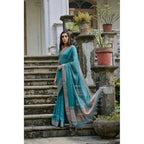 Seduva Women's Silk_Blend Butti Pattern Saree With Unstitched Blouse 5.5Mtr (Teal)