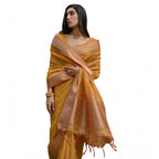 Seduva Women's Silk_Blend Butti Pattern Saree With Unstitched Blouse 5.5Mtr (Mustard)