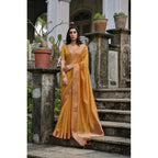 Seduva Women's Silk_Blend Butti Pattern Saree With Unstitched Blouse 5.5Mtr (Mustard)