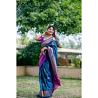 Seduva Women's Katan_Silk Zari_Weaving Saree With Unstitched Blouse 5.5Mtr (Blue)
