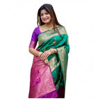 Seduva Women's Katan_Silk Zari_Weaving Saree With Unstitched Blouse 5.5Mtr (Dark_Green)