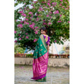 Seduva Women's Katan_Silk Zari_Weaving Saree With Unstitched Blouse 5.5Mtr (Dark_Green)
