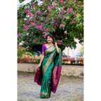 Seduva Women's Katan_Silk Zari_Weaving Saree With Unstitched Blouse 5.5Mtr (Dark_Green)