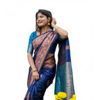 Seduva Women's Katan_Silk Zari_Weaving Saree With Unstitched Blouse 5.5Mtr (Navy_Blue)