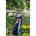 Seduva Women's Katan_Silk Zari_Weaving Saree With Unstitched Blouse 5.5Mtr (Navy_Blue)