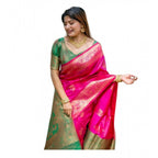 Seduva Women's Katan_Silk Zari_Weaving Saree With Unstitched Blouse 5.5Mtr (Pink)