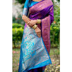 Seduva Women's Katan_Silk Zari_Weaving Saree With Unstitched Blouse 5.5Mtr (Purple)
