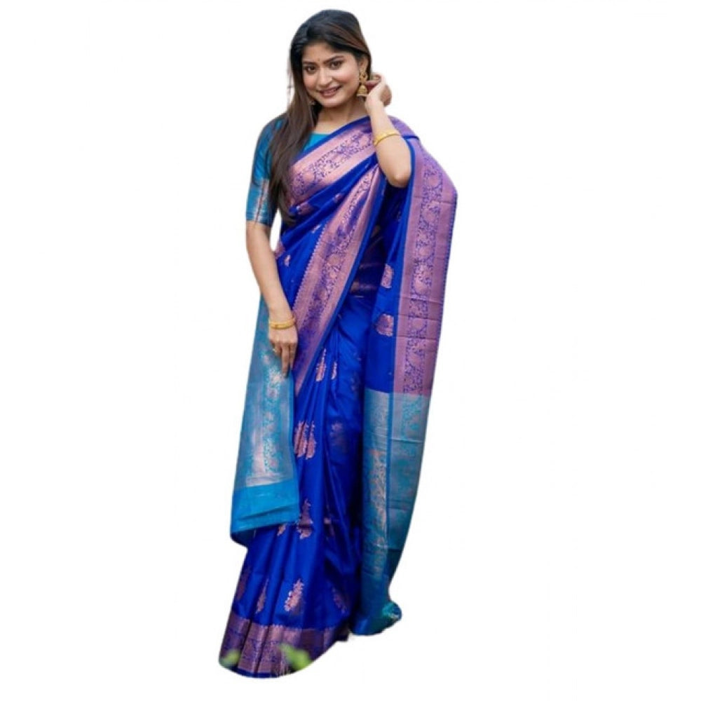 Seduva Women's Katan_Silk Zari_Weaving Saree With Unstitched Blouse 5.5Mtr (Royal_Blue)