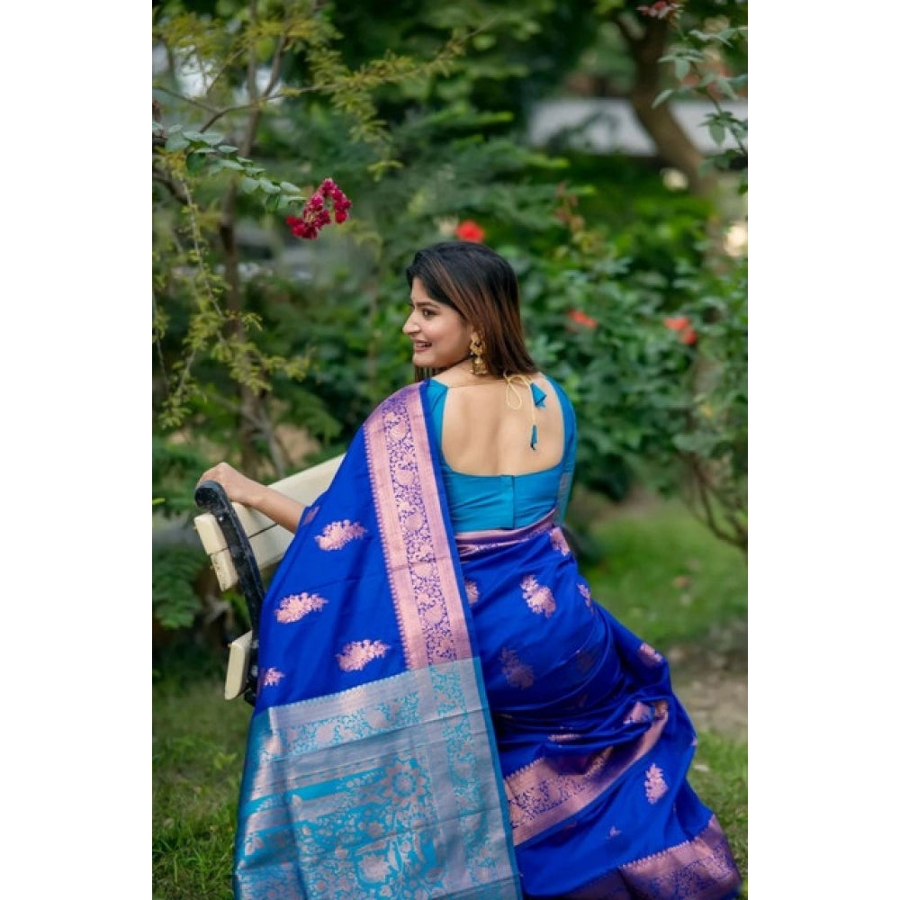 Seduva Women's Katan_Silk Zari_Weaving Saree With Unstitched Blouse 5.5Mtr (Royal_Blue)