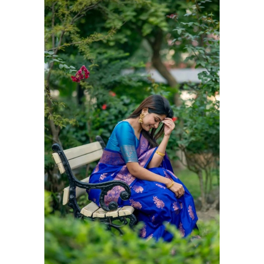 Seduva Women's Katan_Silk Zari_Weaving Saree With Unstitched Blouse 5.5Mtr (Royal_Blue)