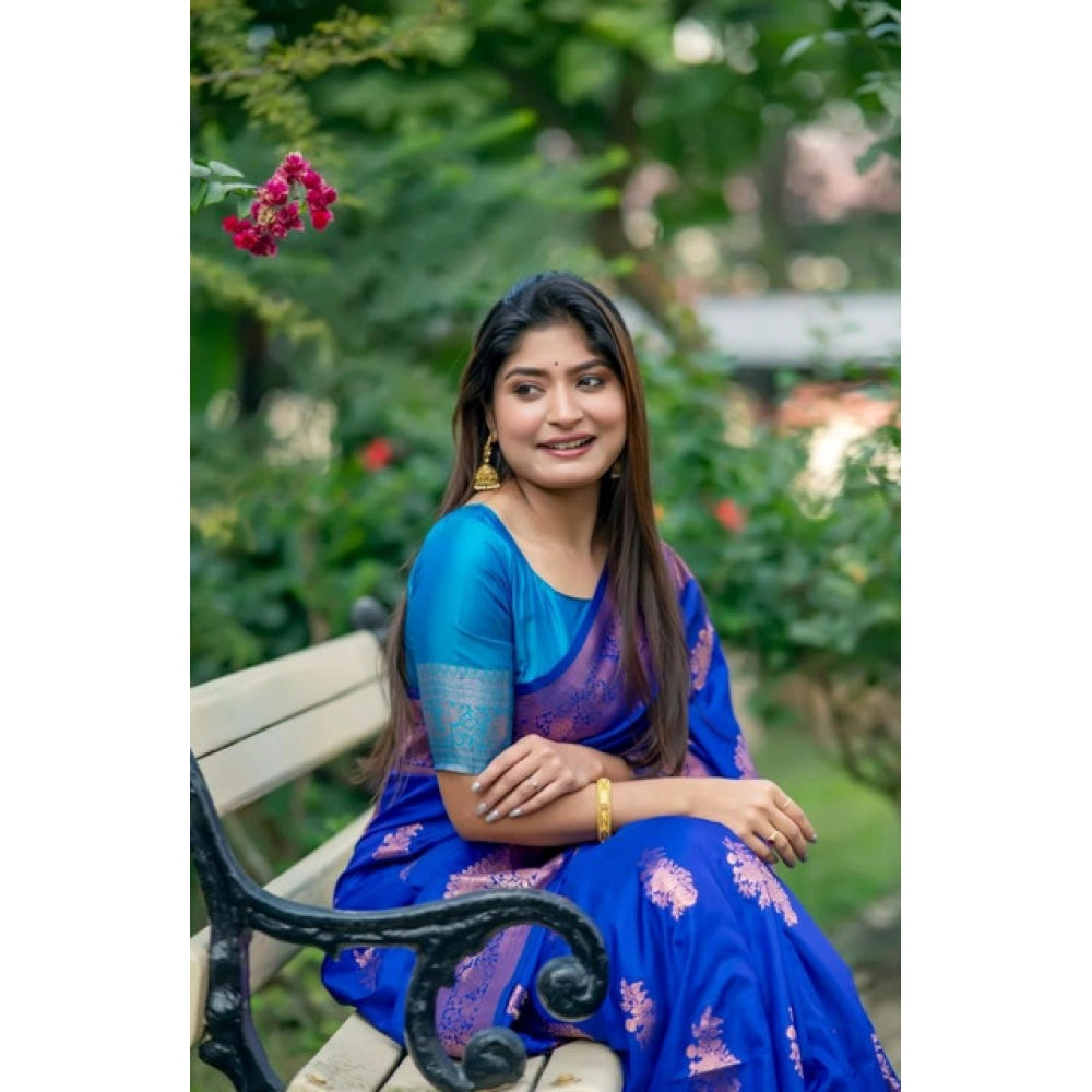 Seduva Women's Katan_Silk Zari_Weaving Saree With Unstitched Blouse 5.5Mtr (Royal_Blue)