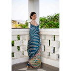 Seduva Women's Faux_Tussar_Silk Geometric_Print Saree With Unstitched Blouse 5.5Mtr (Blue)