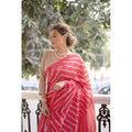Seduva Women's Faux_Tussar_Silk Geometric_Print Saree With Unstitched Blouse 5.5Mtr (Pink)