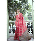 Seduva Women's Faux_Tussar_Silk Geometric_Print Saree With Unstitched Blouse 5.5Mtr (Pink)