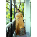 Seduva Women's Faux_Tussar_Silk Geometric_Print Saree With Unstitched Blouse 5.5Mtr (Mustard)