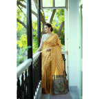 Seduva Women's Faux_Tussar_Silk Geometric_Print Saree With Unstitched Blouse 5.5Mtr (Mustard)