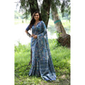 Seduva Women's Faux_Tussar_Silk Abstract_Print Saree With Unstitched Blouse 5.5Mtr (Blue)