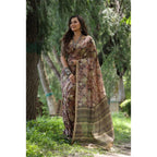 Seduva Women's Faux_Tussar_Silk Abstract_Print Saree With Unstitched Blouse 5.5Mtr (Brown)