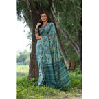 Seduva Women's Faux_Tussar_Silk Abstract_Print Saree With Unstitched Blouse 5.5Mtr (Sea_Green)