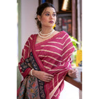 Seduva Women's Faux_Tussar_Silk Geometric_Print Saree With Unstitched Blouse 5.5Mtr (Light_Pink)