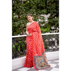 Seduva Women's Faux_Tussar_Silk Geometric_Print Saree With Unstitched Blouse 5.5Mtr (Red)