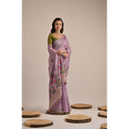 Seduva Women's Blended_Cotton Floral Motifs And Woven Buttas Saree With Unstitched Blouse 5.5Mtr (Lavender)